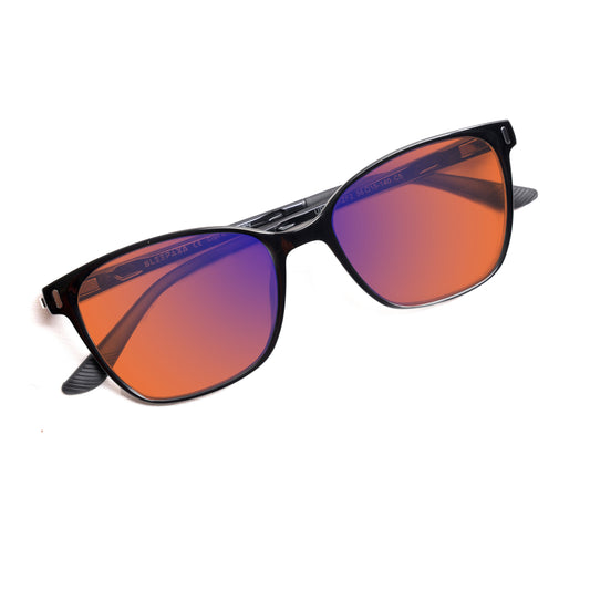 Sleepaxa Clarte Jet Black Amber Tinted Blue Block Glasses for Sleep & Eye Strain