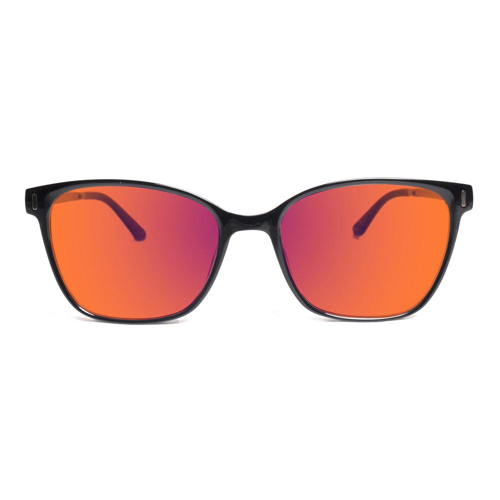 Sleepaxa Clarte Jet Black red circadian sleep glasses blocking 100% blue light to 550nm