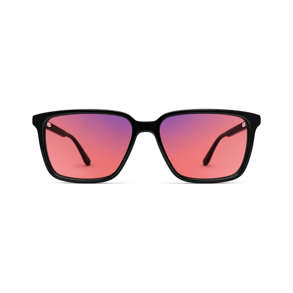 Sterling Jet Black FL-41 migraine glasses, professional square