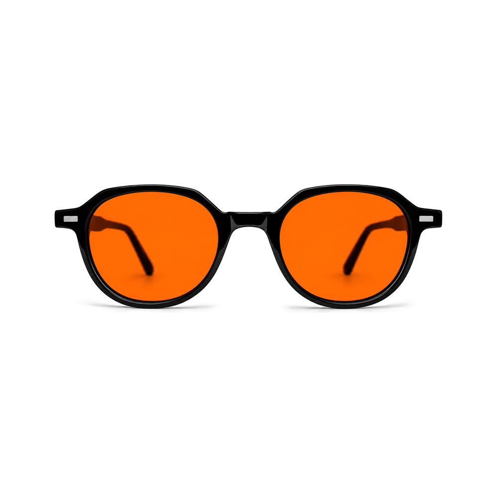 Vesper Jet Black sleep glasses, round