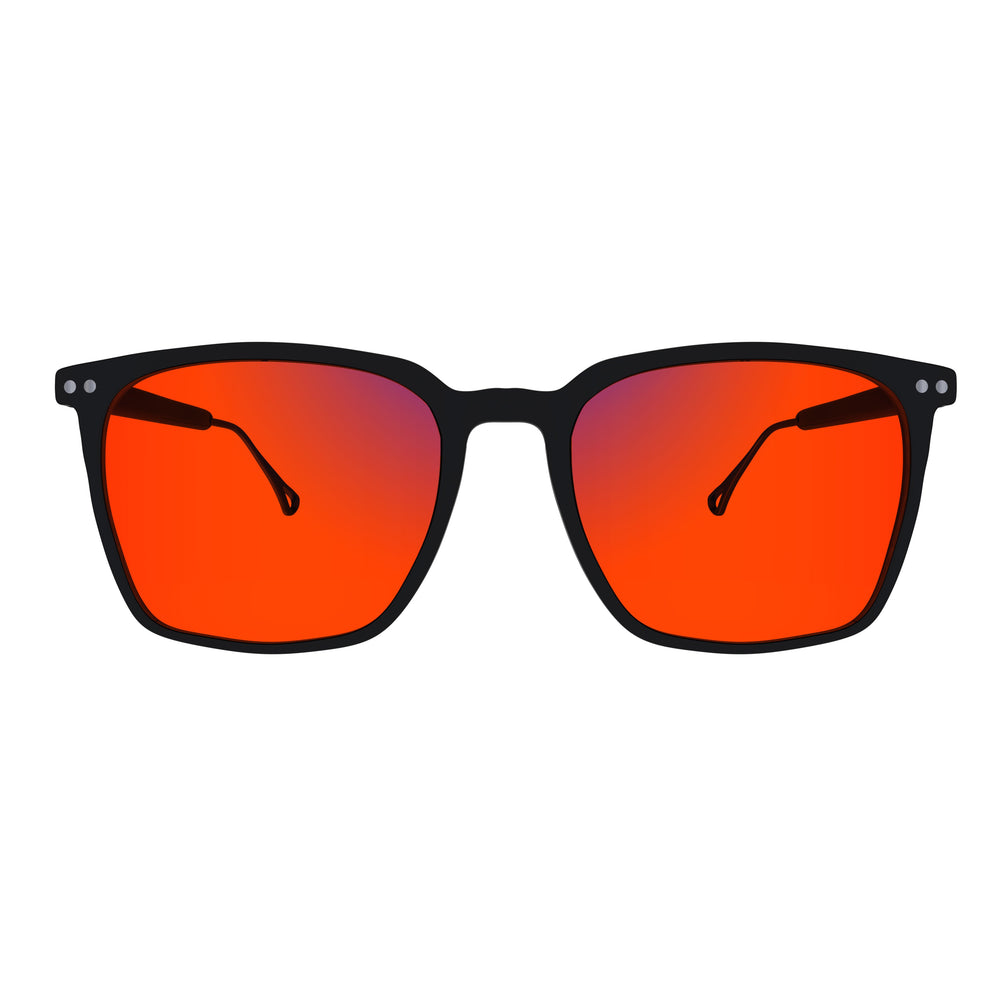 Sleepaxa Solstice Jet Black red circadian sleep glasses blocking 100% blue light to 550nm