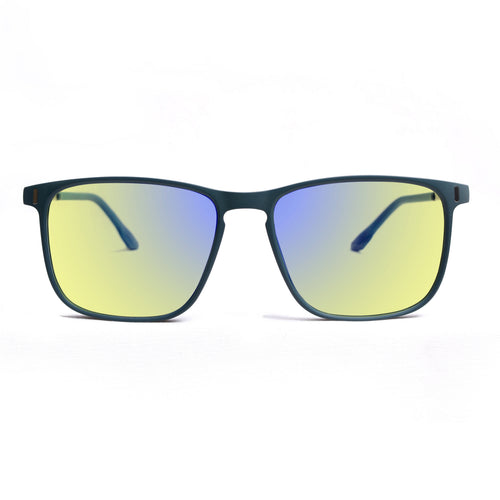 Sleepaxa Elegan Matte Slate Blue gaming & computer glasses with yellow blue-light filter