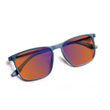 Sleepaxa Elegan Matte Slate Blue red circadian sleep glasses blocking 100% of light up to 550nm – side view