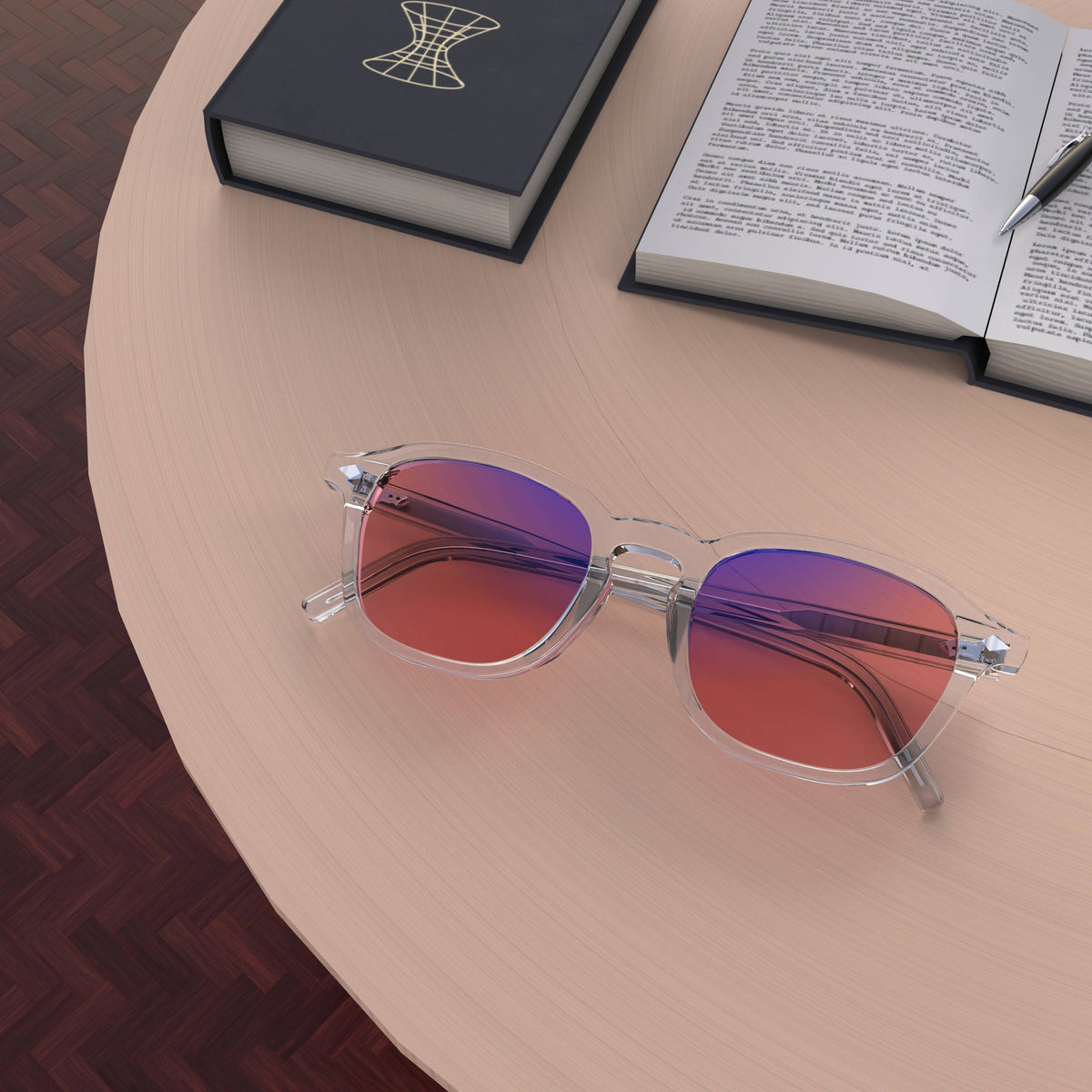 Eclate Crystal White FL-41 migraine glasses, rectangle