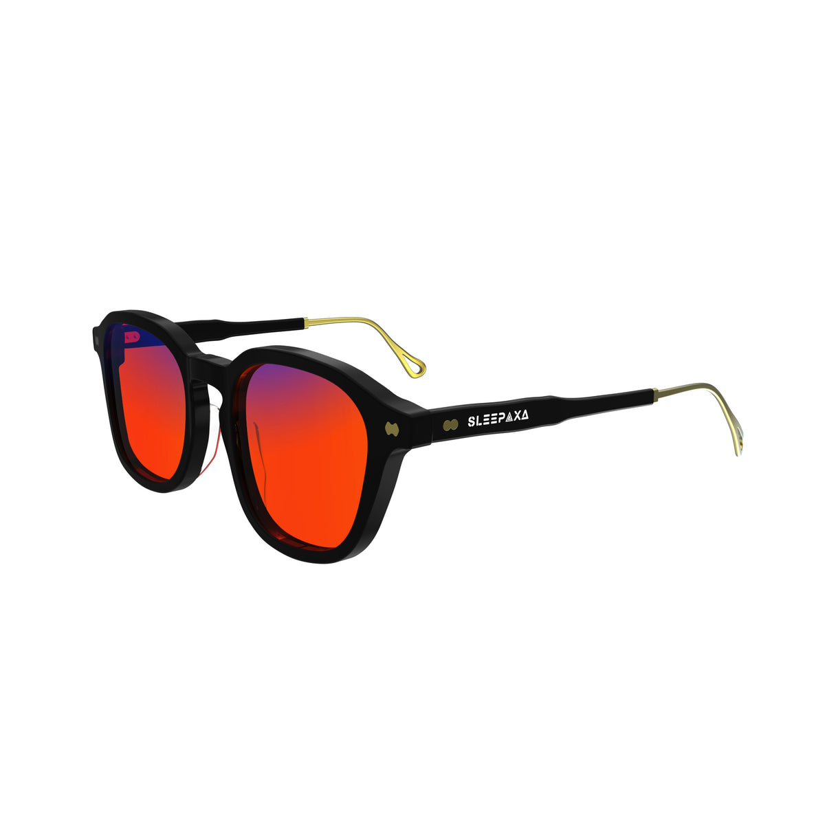 Chrono Gunmetal Black sleep glasses, rectangle