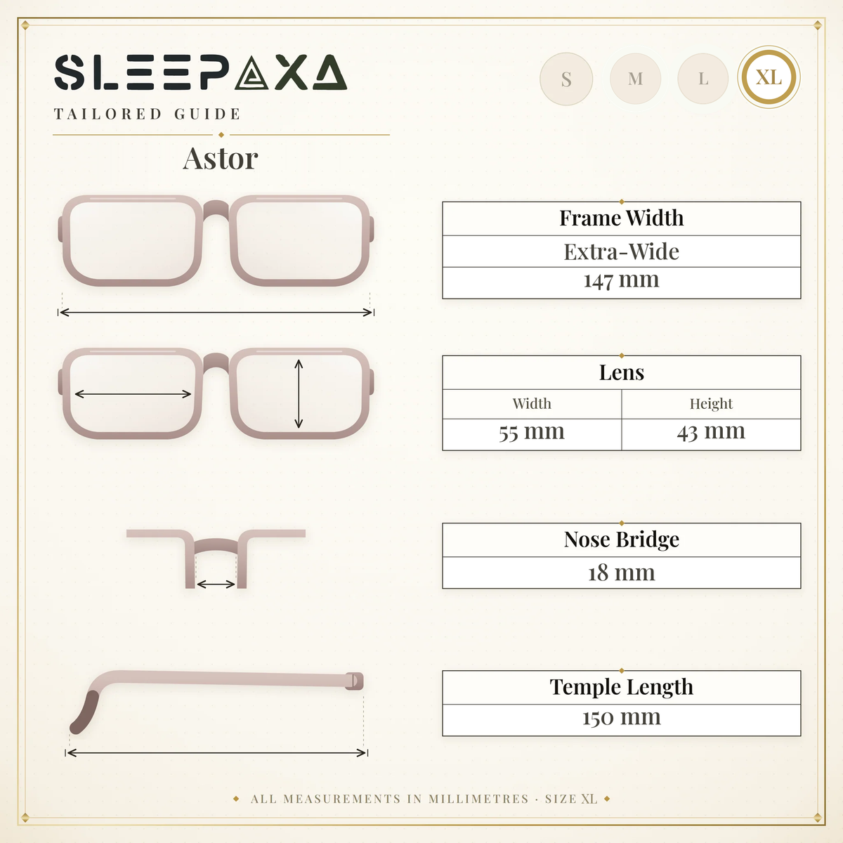 Astor Jet Black sleep glasses, premium bold square