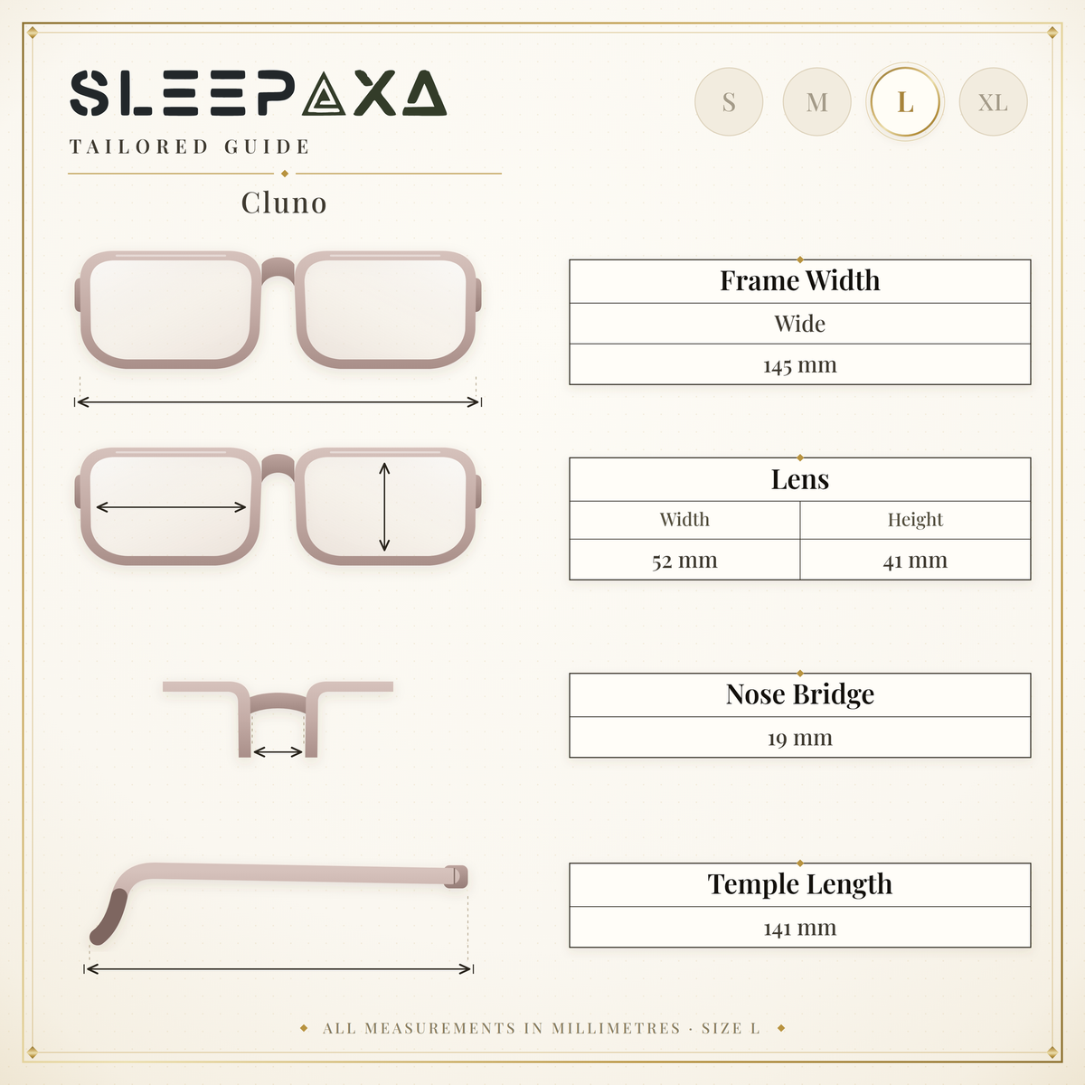 Cluno sleep glasses, rectangle