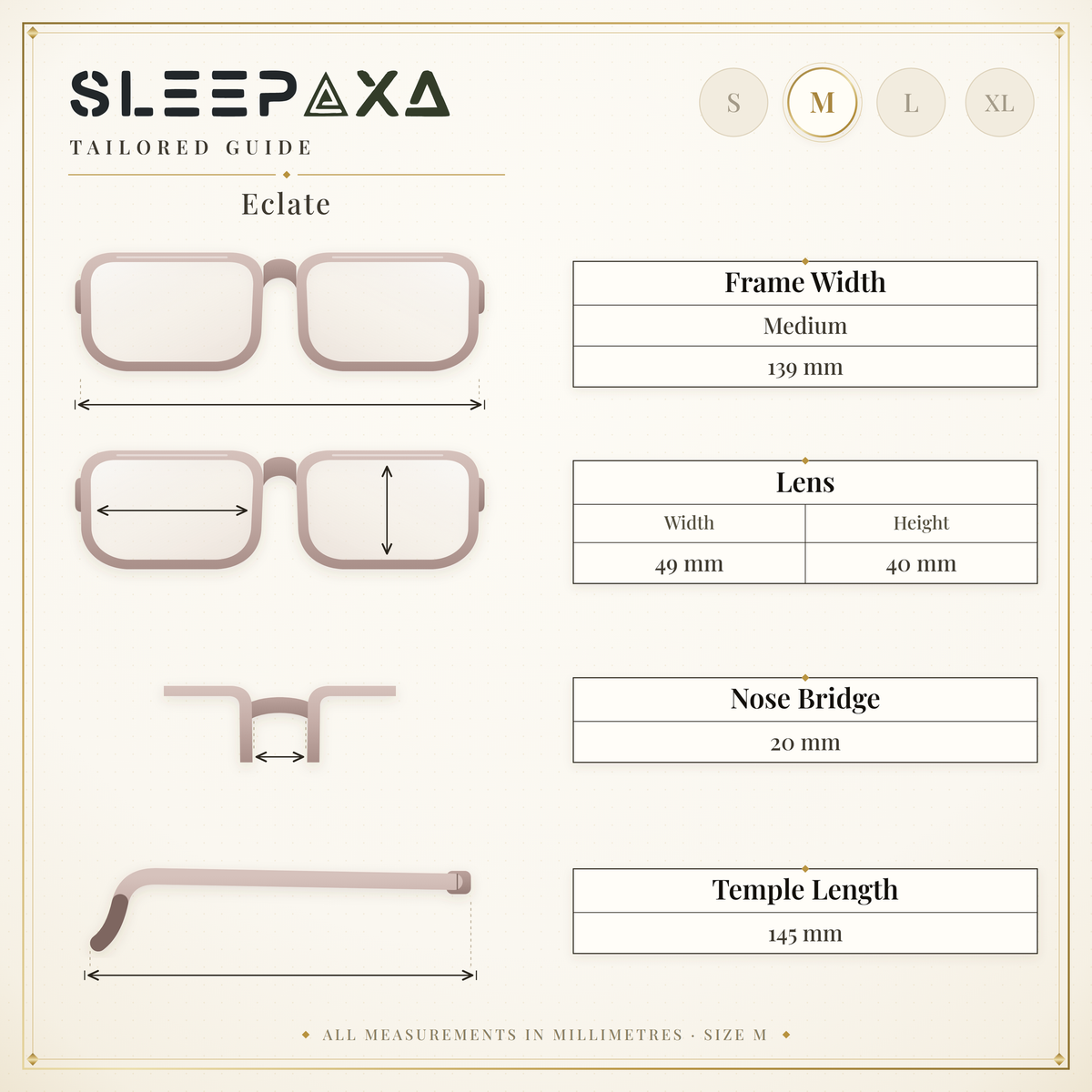 Eclate Crystal White FL-41 migraine glasses, rectangle