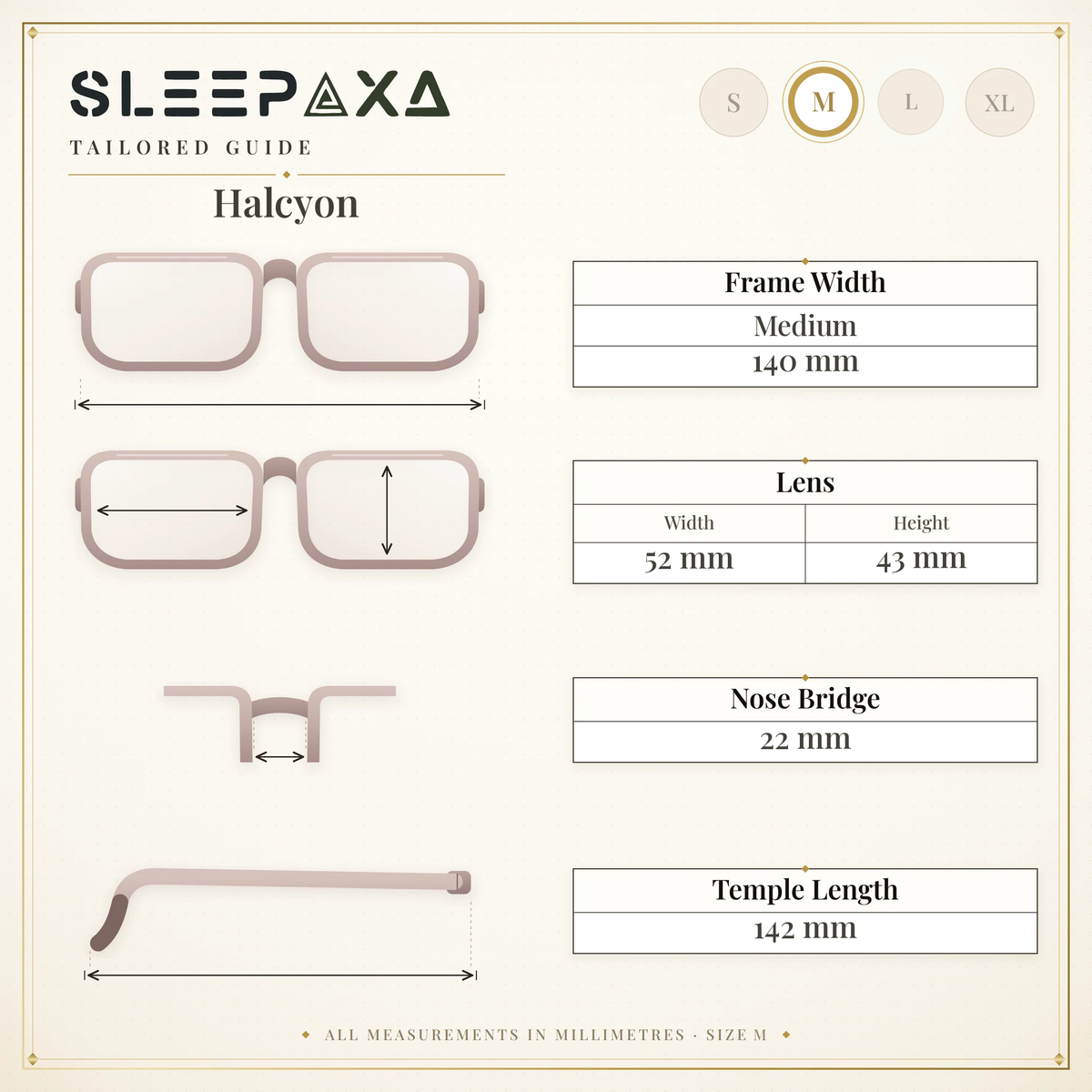 Halcyon Slate Black sleep glasses, round oval