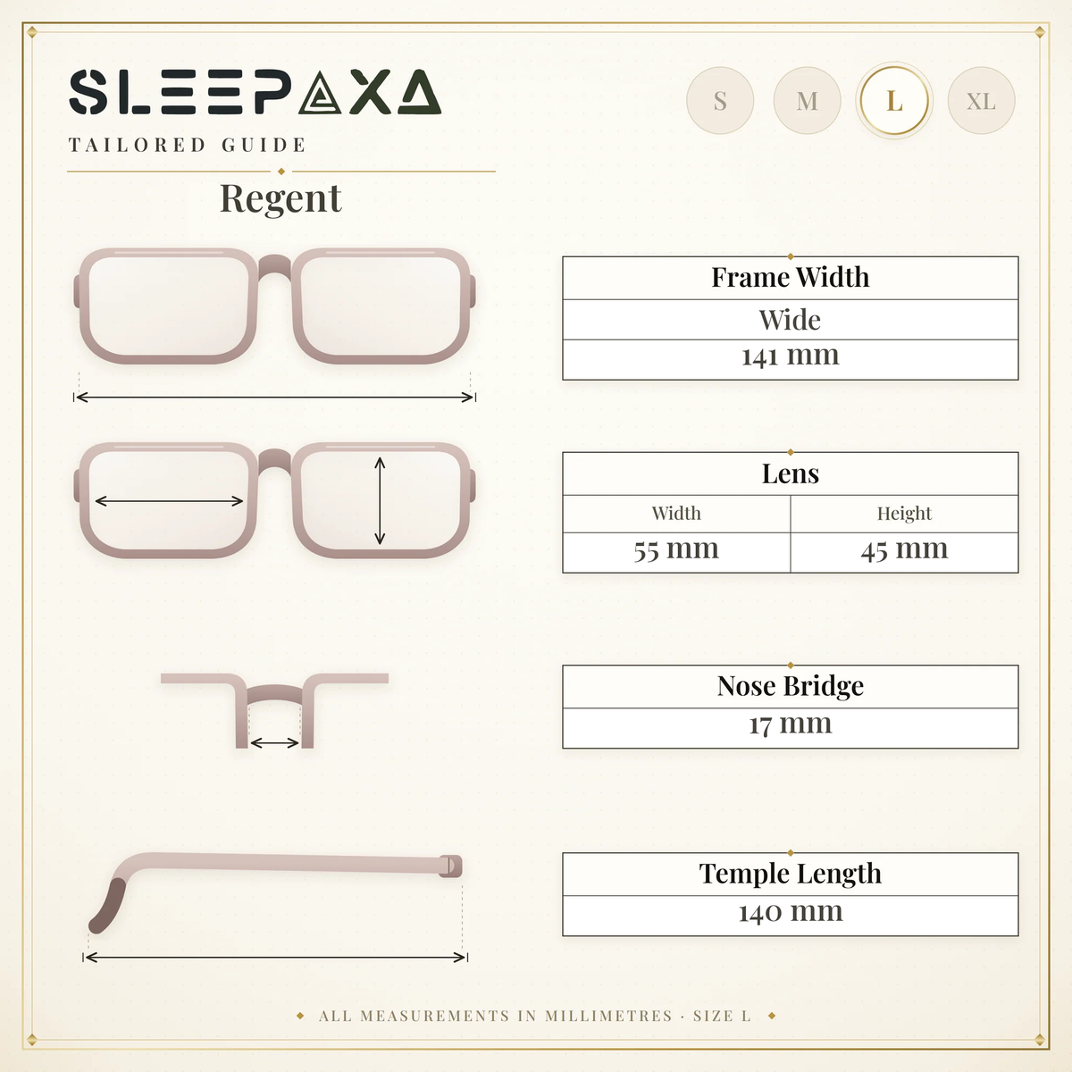 Regent Crystal Clear sleep glasses, flat-top square