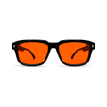 Sleepaxa Astor Jet Black Sleep Glasses – Extra-Wide Bold Square, Amber & Red Lenses