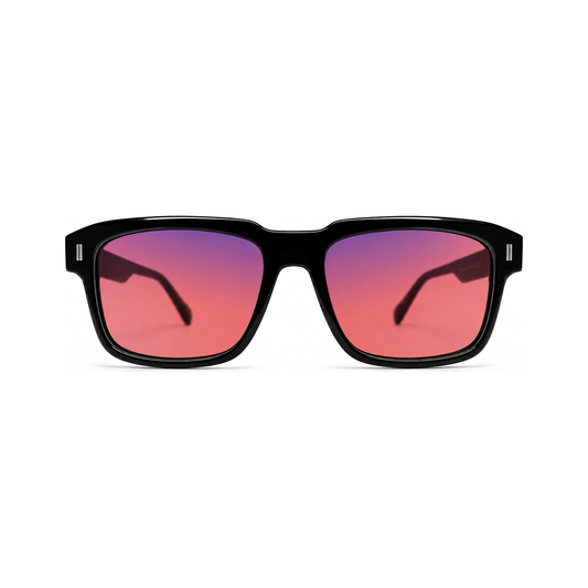Astor Jet Black FL-41 migraine glasses, premium bold square