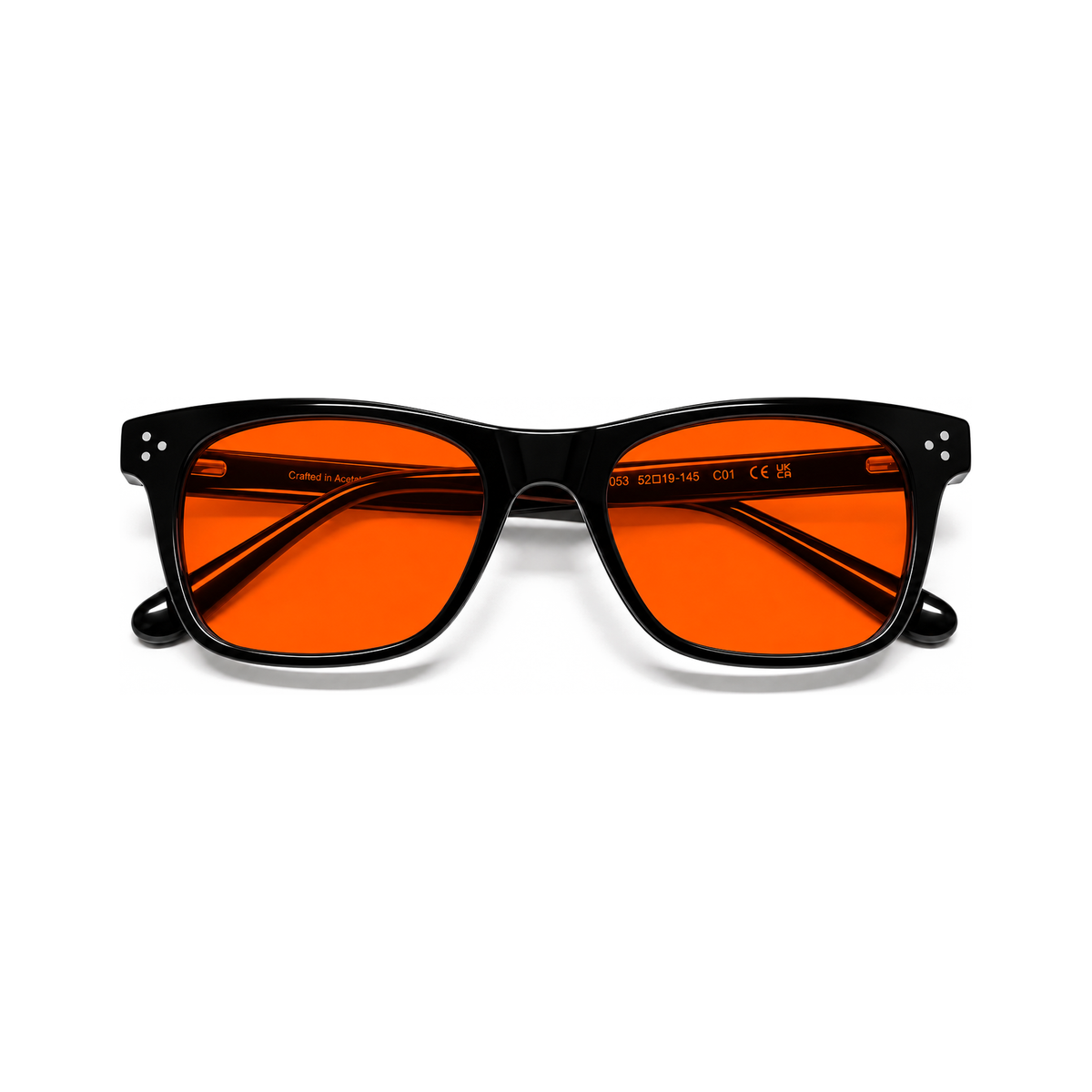 Hudson Jet Black sleep glasses, wayfarer