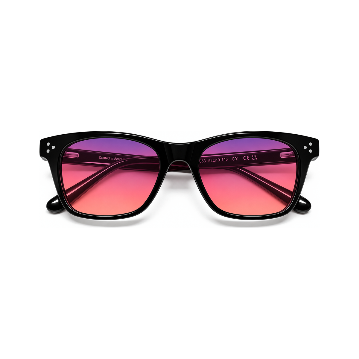 Hudson Jet Black FL-41 migraine glasses, wayfarer