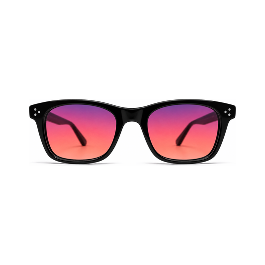 Hudson Jet Black FL-41 migraine glasses, wayfarer
