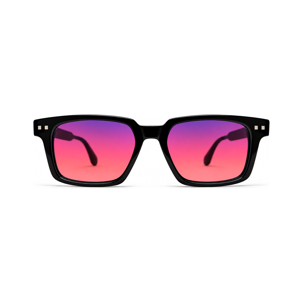 Magnus Jet Black FL-41 migraine glasses, bold vintage square