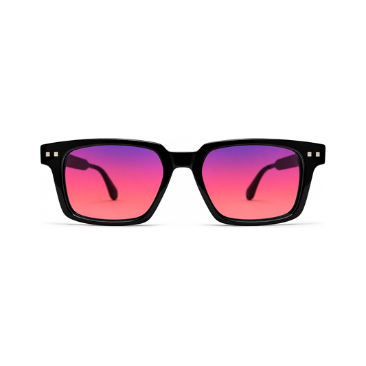 Magnus Jet Black FL-41 migraine glasses, bold vintage square