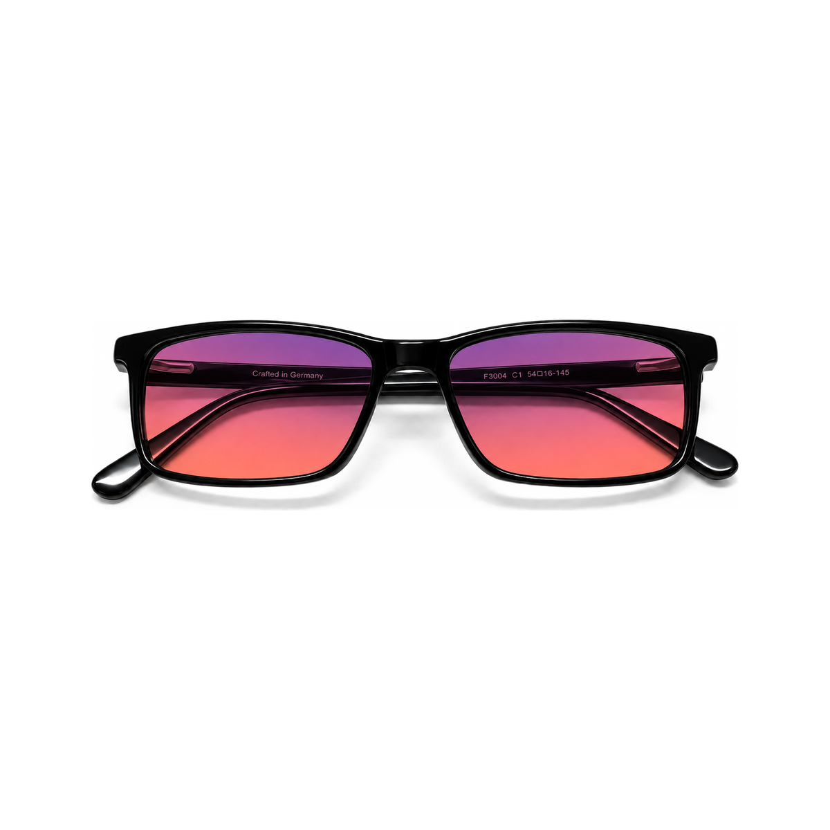Metro Jet Black FL-41 migraine glasses, simple square