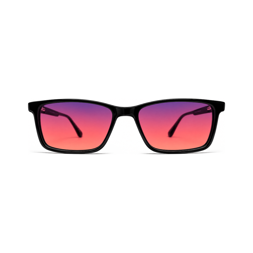 Metro Jet Black FL-41 migraine glasses, simple square