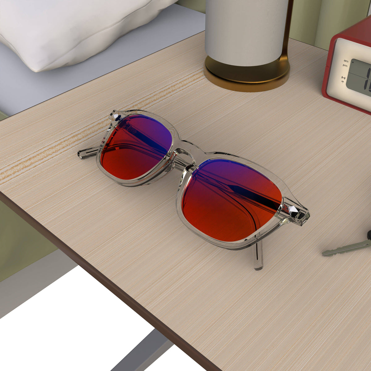 Eclate Crystal White sleep glasses, rectangle