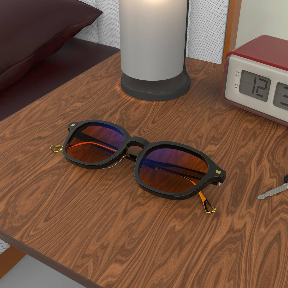 Chrono Gunmetal Black sleep glasses, rectangle