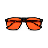 Regent Jet Black sleep glasses, flat-top square