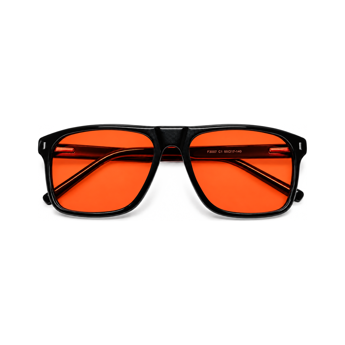 Regent Jet Black sleep glasses, flat-top square