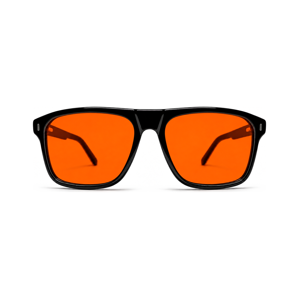 Regent Jet Black sleep glasses, flat-top square