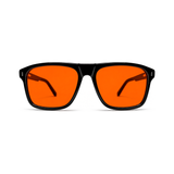 Regent Jet Black sleep glasses, flat-top square