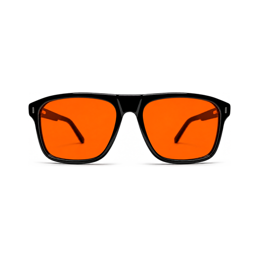 Regent Jet Black sleep glasses, flat-top square