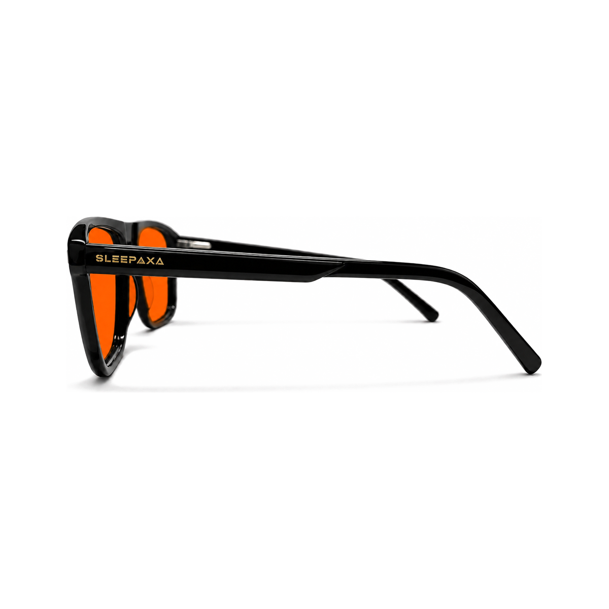 Regent Jet Black sleep glasses, flat-top square