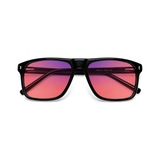 Regent Jet Black FL-41 migraine glasses, flat-top square