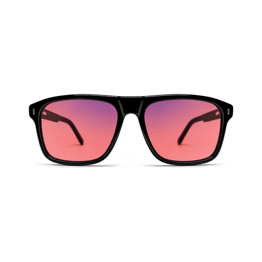 Regent Jet Black FL-41 migraine glasses, flat-top square