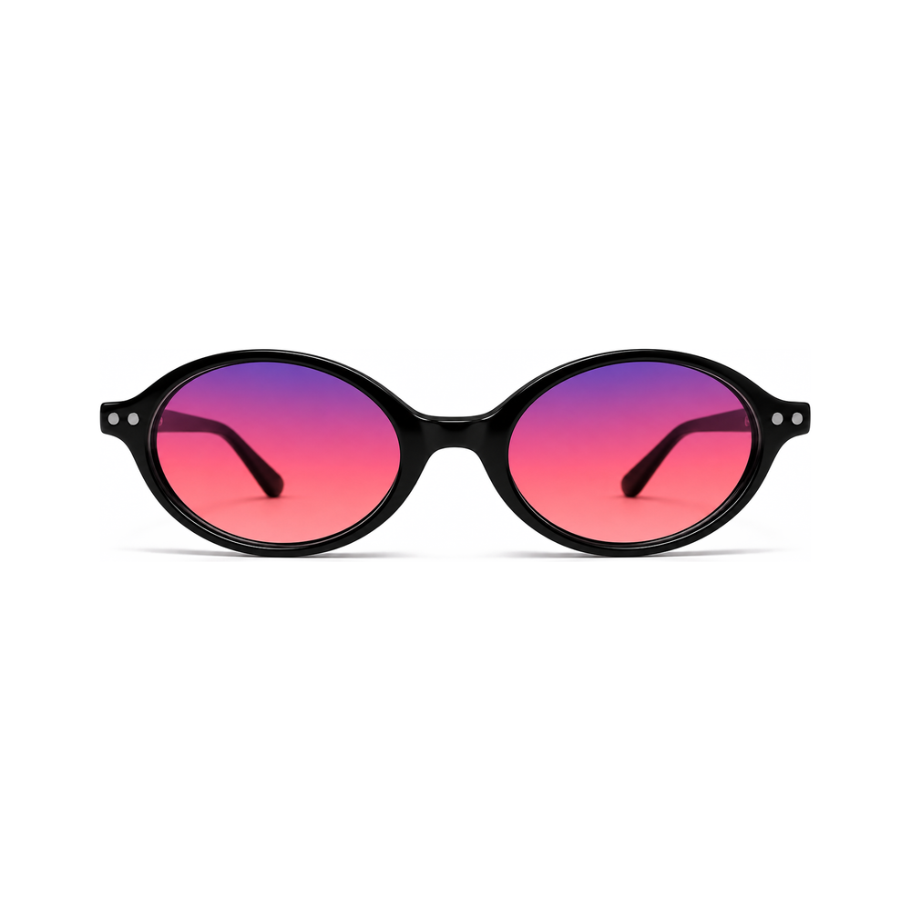 Riviera Jet Black FL-41 migraine glasses, retro oval cat-eye