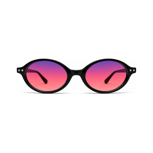 Riviera Jet Black FL-41 migraine glasses, retro oval cat-eye