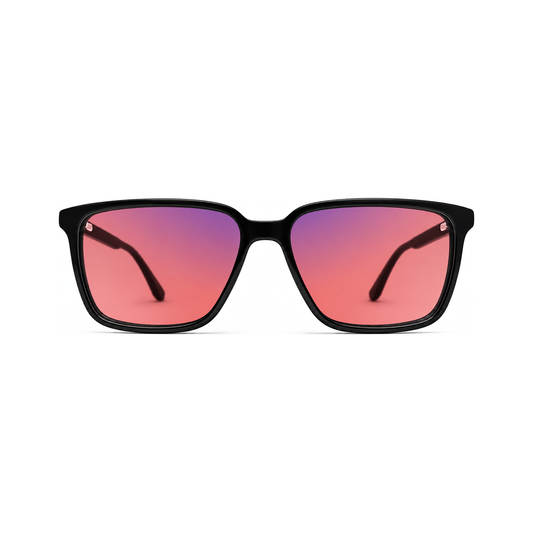 Sterling Jet Black FL-41 migraine glasses, professional square