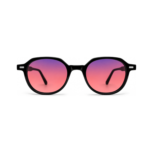 Vesper Jet Black FL-41 migraine glasses, round