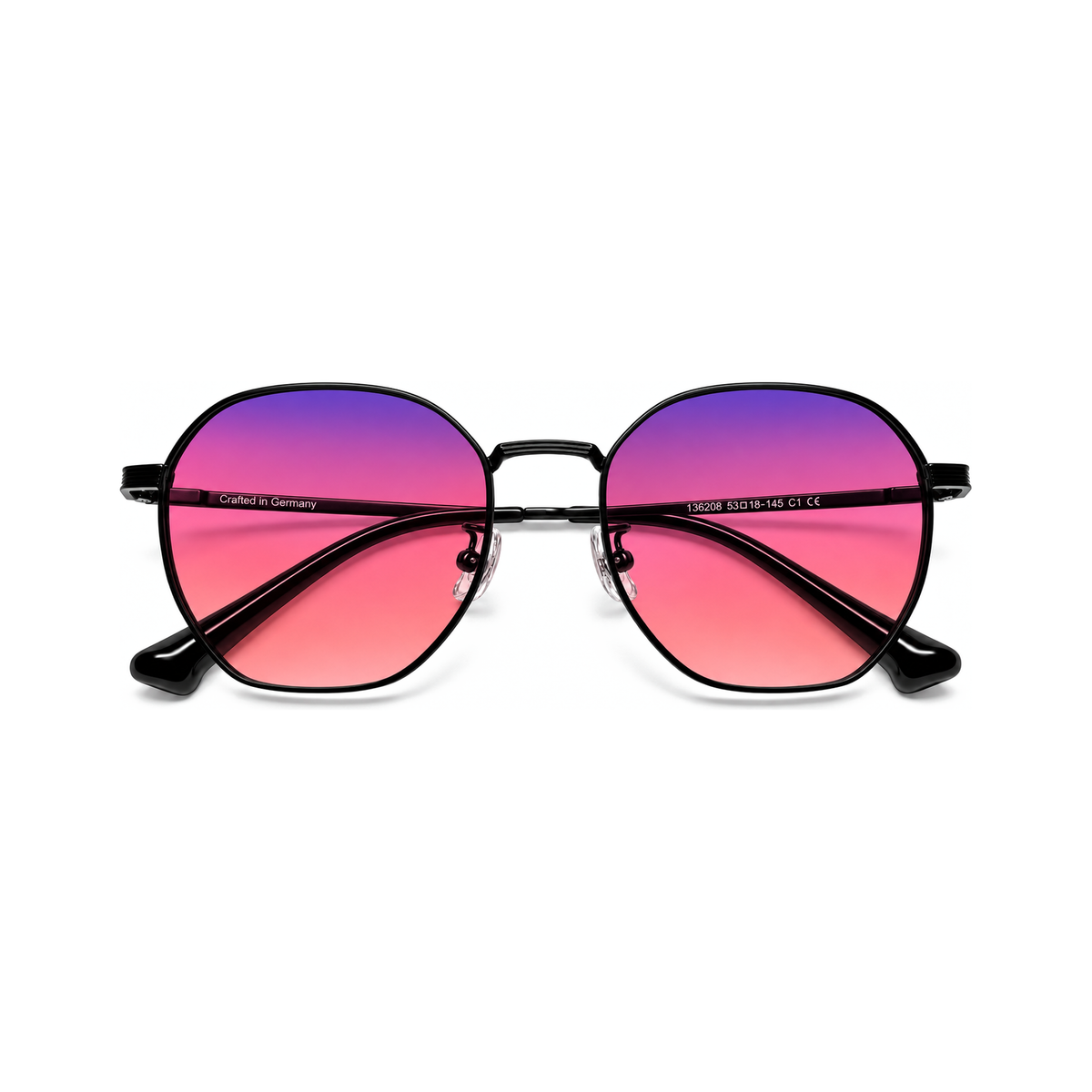 Zephyr Jet Black FL-41 migraine glasses, hexagonal