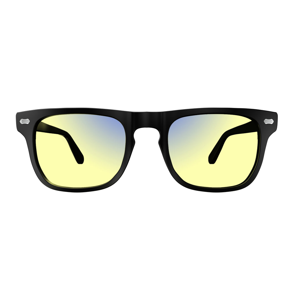 Sleepaxa AstroLuxe Jet Black gaming & computer glasses with yellow blue-light filter