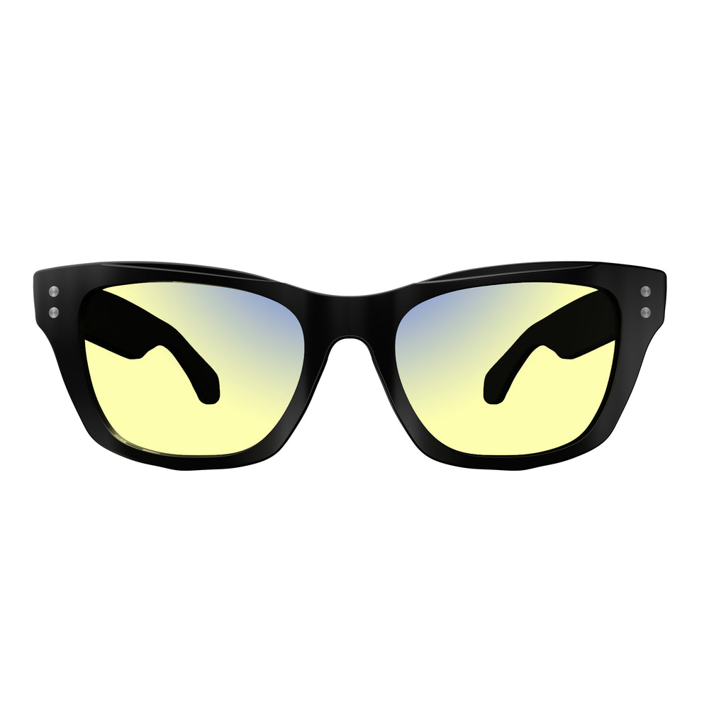 Sleepaxa Panache Jet Black gaming & computer glasses with yellow blue-light filter