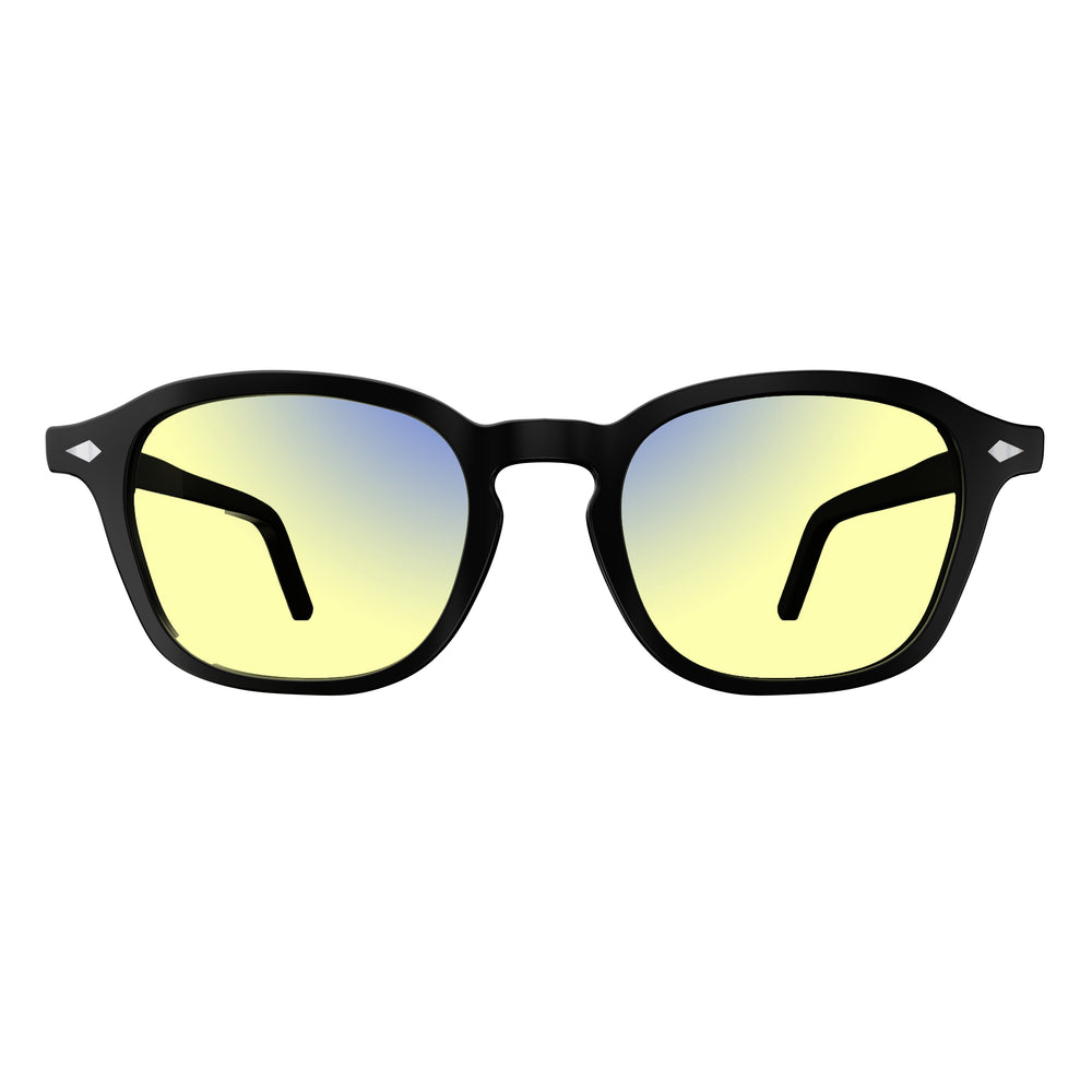Sleepaxa Eclat Jet Black gaming & computer glasses with yellow blue-light filter