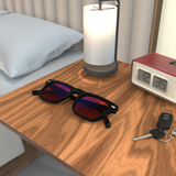 Sleepaxa AstroLuxe Jet Black red circadian sleep glasses blocking 100% of light up to 550nm – lifestyle view