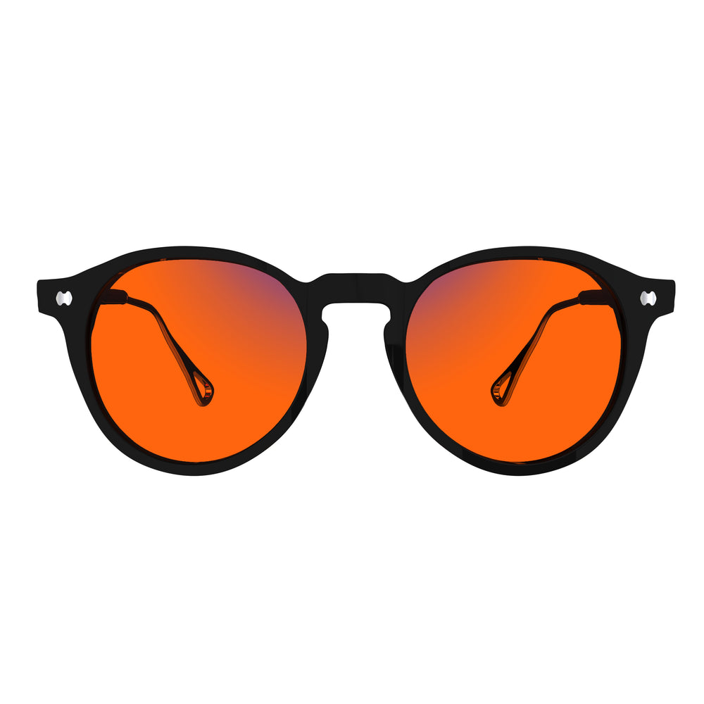 Sleepaxa Mosaic Dark Black red circadian sleep glasses blocking 100% blue light to 550nm