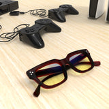 Sleepaxa Epoch Bulgarian Rose gaming & computer glasses with yellow blue-light filter – lifestyle view