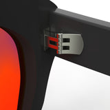 Sleepaxa Celestial Jet Black red circadian sleep glasses blocking 100% of light up to 550nm – lens detail view