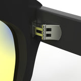 Sleepaxa Celestial Jet Black gaming & computer glasses with yellow blue-light filter – lens detail view