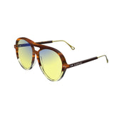 Sleepaxa Opulent Otter Brown gaming & computer glasses with yellow blue-light filter – lens detail view