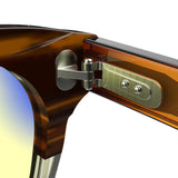 Sleepaxa Artisan Espresso Brown gaming & computer glasses with yellow blue-light filter – lens detail view