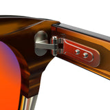 Sleepaxa Artisan Espresso Brown red circadian sleep glasses blocking 100% of light up to 550nm – lens detail view