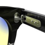 Sleepaxa Artisan Mid Grey gaming & computer glasses with yellow blue-light filter – lens detail view